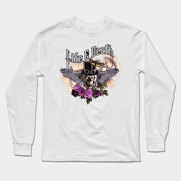 Life & Death Skull #2 Long Sleeve T-Shirt by TAS Illustrations and More